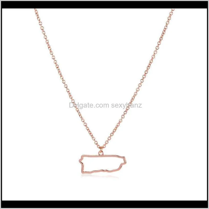 Pendant & Pendants Jewelry Drop Delivery 2021 10Pcs Tiny North America Caribbean Rico Map Necklace Outline Country State City Isla2694