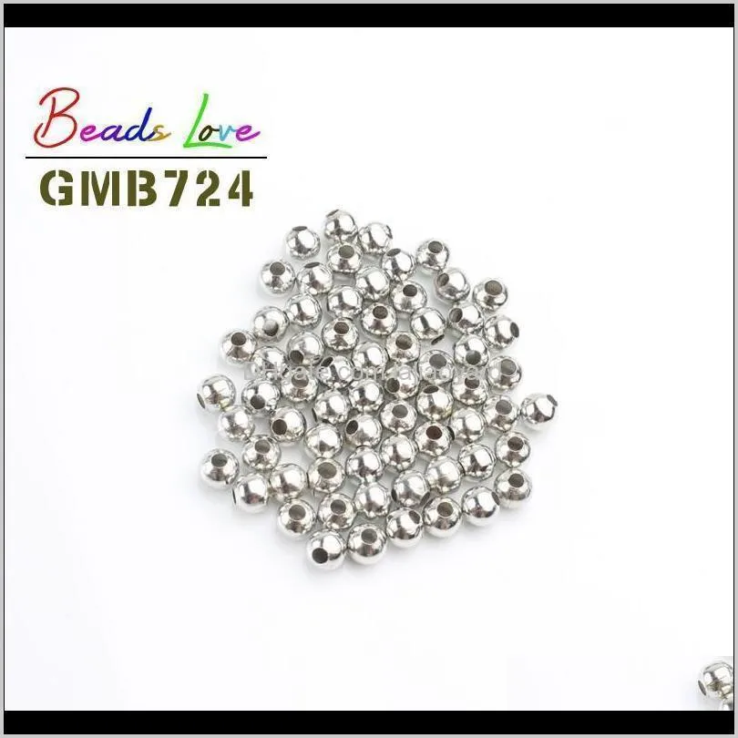 m 4mm 6mm metal beads round loose spacer beads for jewelry making diy bracelet necklace accessories wholesale wmtnnm