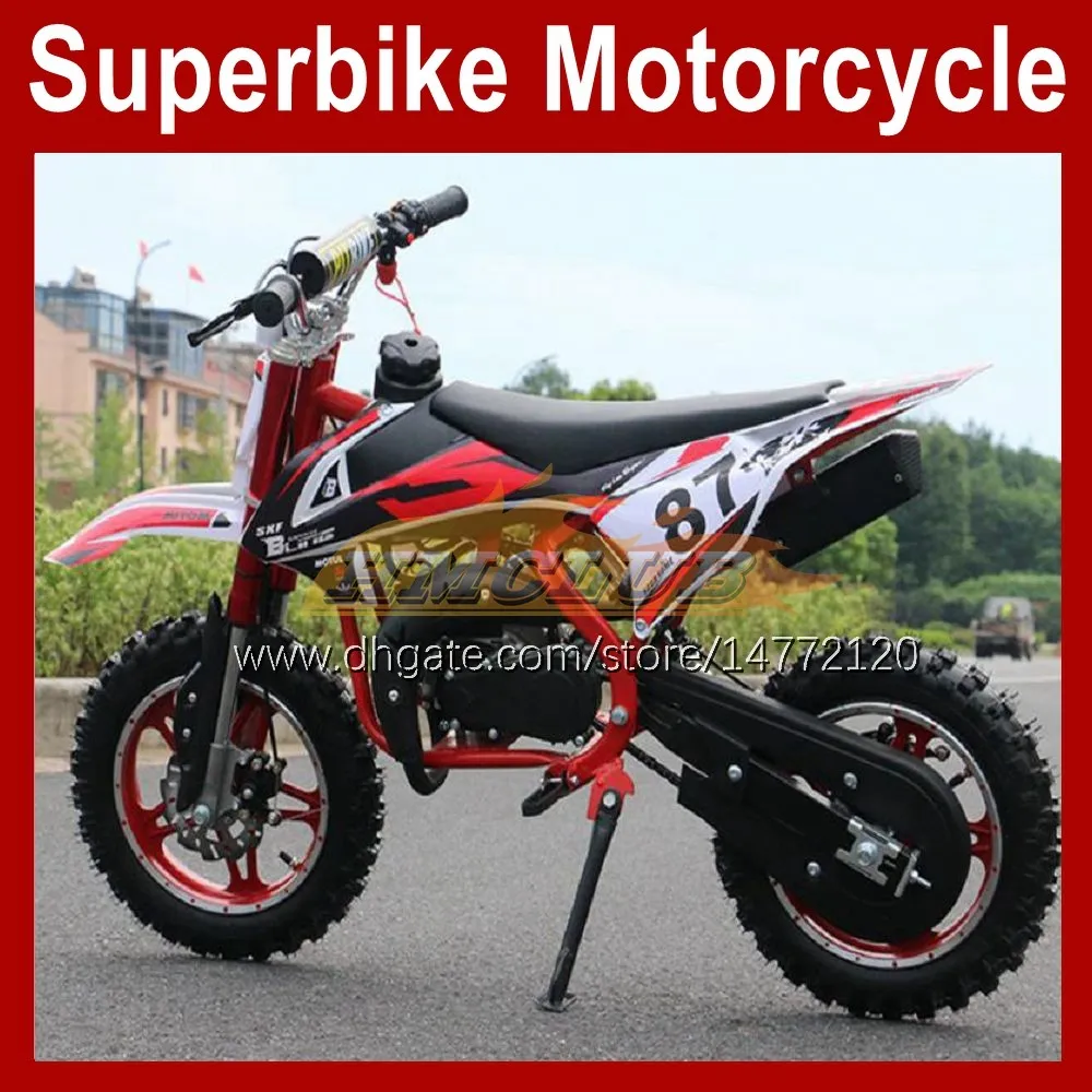 Mountain Mini Motorcykel Small Buggy 49cc 50cc Boy Girl Dirt Pit Motorcykel Superbike Moto Bikes bensin Vuxen Barn födelsedagspresent ATV Off-road fordon cykel