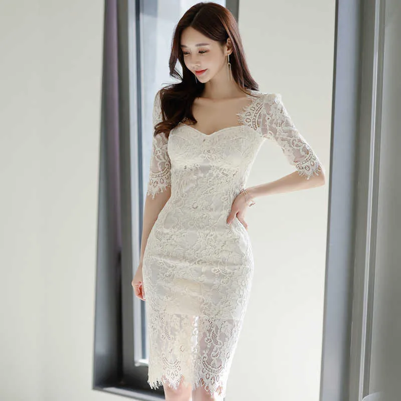 Sheer Lace Bodycon Dress, Elegant Summer Style | DHgate