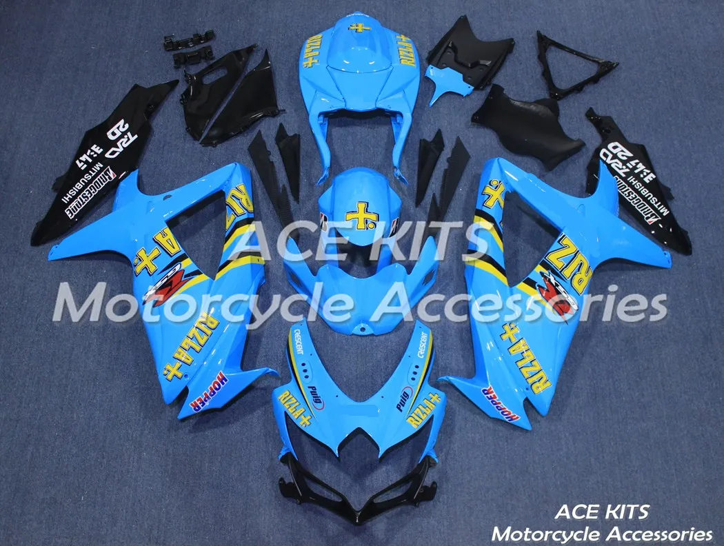 أطقم ACE 100٪ ABS Fairing دراجة نارية Fallsings لسوزوكي GSXR 600 750 K8 2008 2009 2010 سنوات مجموعة متنوعة من الألوان رقم 1510
