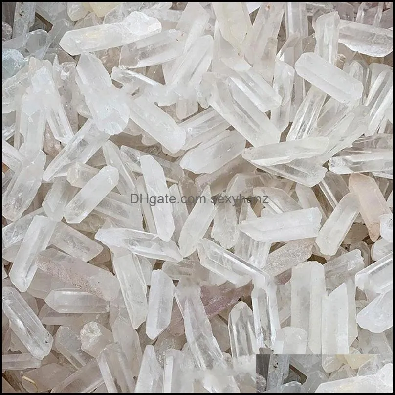 Gevşek değerli taşlar takılar doğal kaba iyileştirici kristaller mücevher beyaz kristal sütun mineral kristaloid şeffaf taş çubuk 6 5ey j2b dr