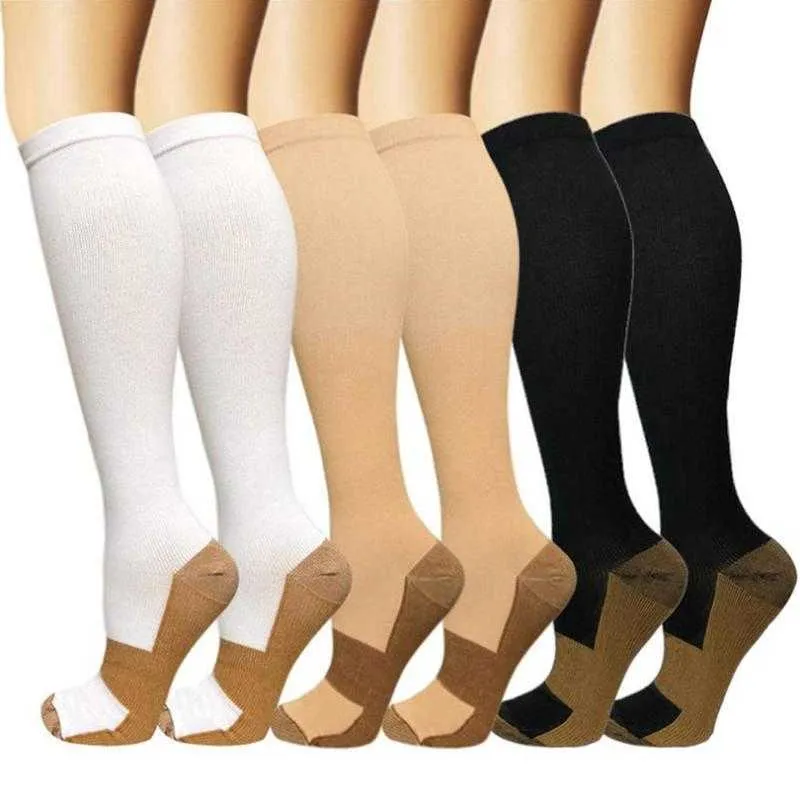 1 paire de chaussettes unisexes, bas de compression, pression, varices, genou, soutien élevé, extensible, pour femmes et hommes, X0710