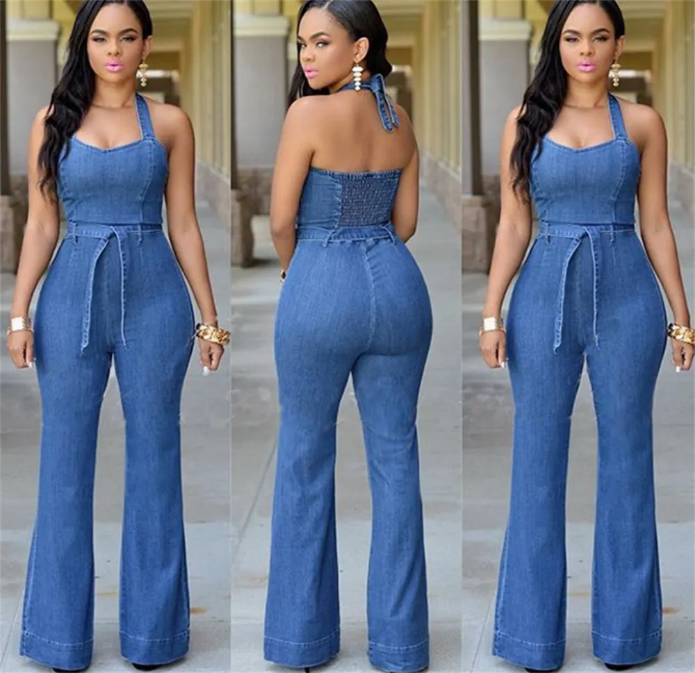 Fashion Trainingspakken Womens Denim Lange Jumpsuit Sexy Deep V-hals Jean Jumpsuits Knoppen Ketting Zwarte Overalls voor Dames Rompertjes Lente Zomer Outdoor Outfits S-3XL