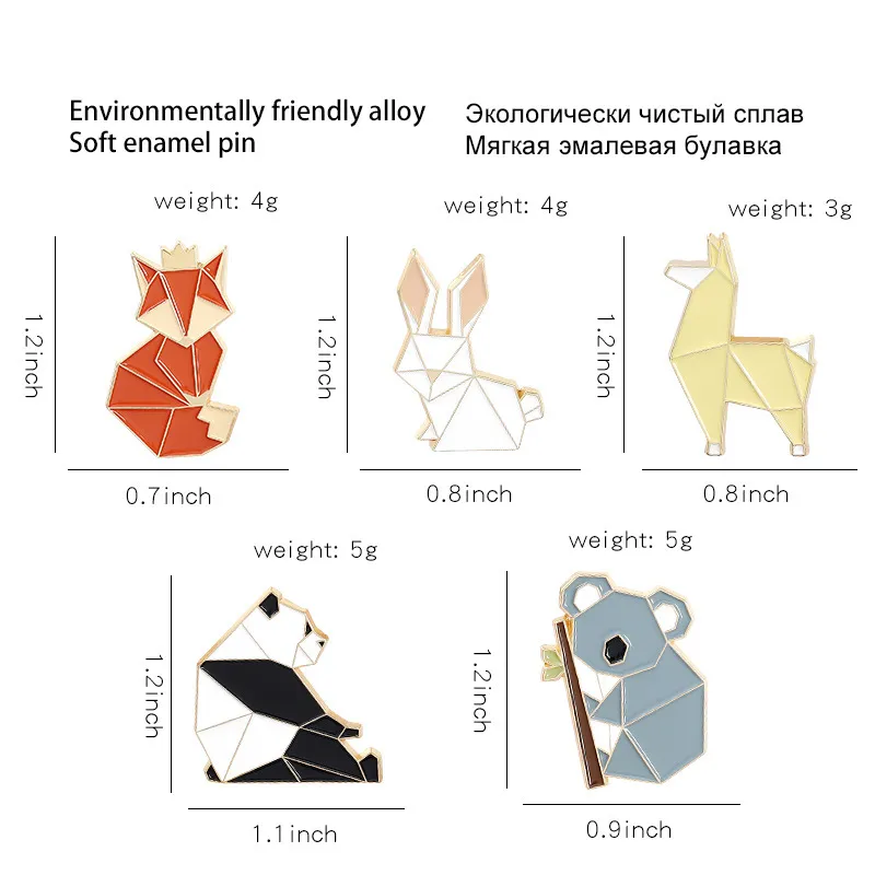 Origami hayvan emaye pimi özel tilki panda koala alpaca tavşan broş çanta giysileri yaka pim rozeti karikatür mücevher çocuk friend5186500