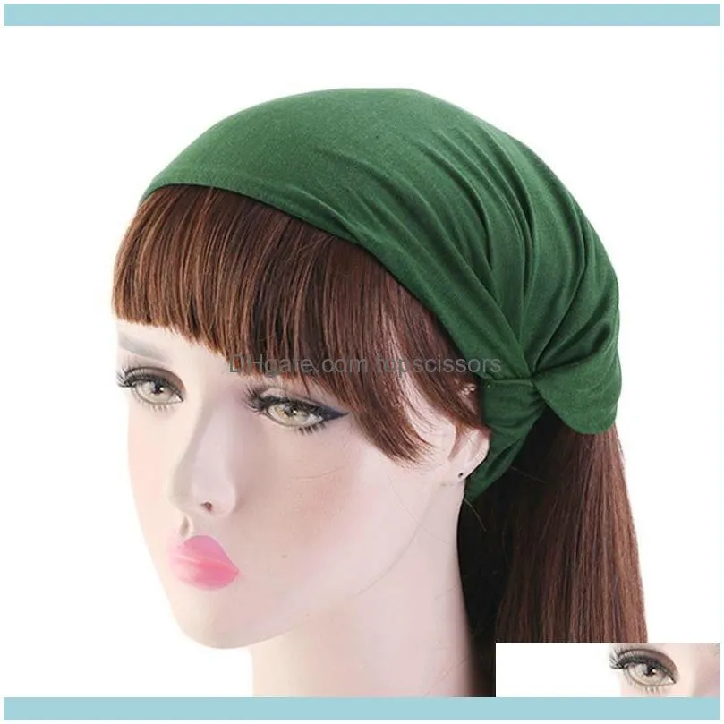 Fashion Solid Headband For Women Pure Cotton Three-in-one Elastic Bandanas Elasticated Wide Turban Headdress Hair Accessories1