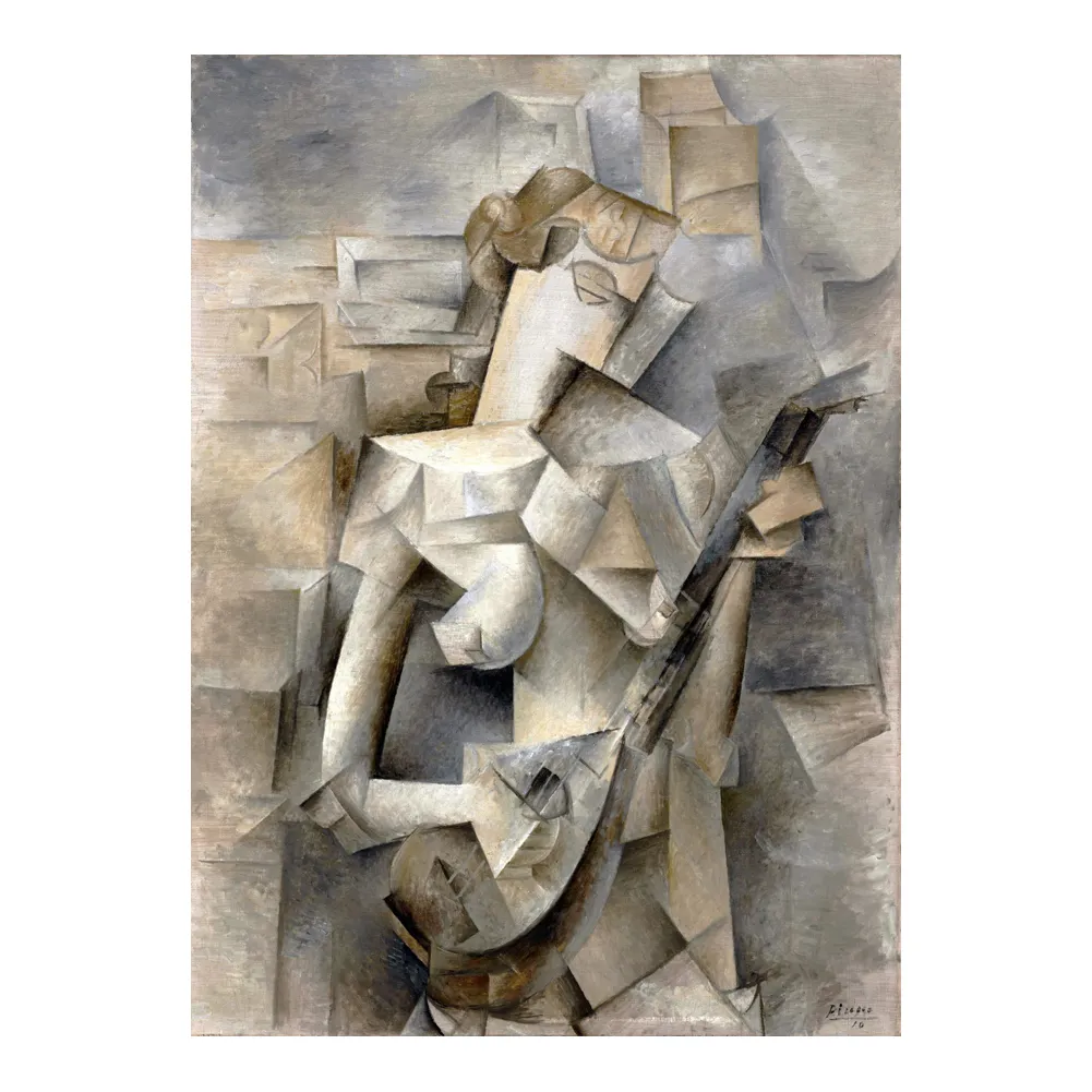 Pablo Picasso 1910 Tjej med en Mandolin_ Målaffisch Skriv ut heminredning inramad eller unframed fotopapermaterial