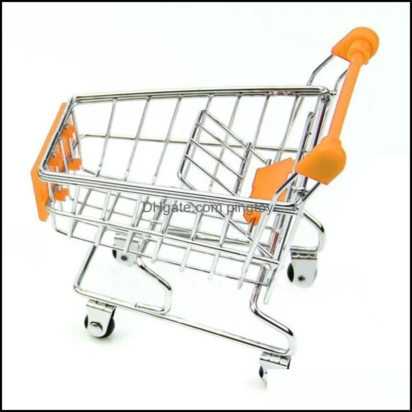 Metal Mini Pretend Play Supermarket Handcart Shopping Utility Cart Mode Storage car Desk brinquedos de menina miniaturas