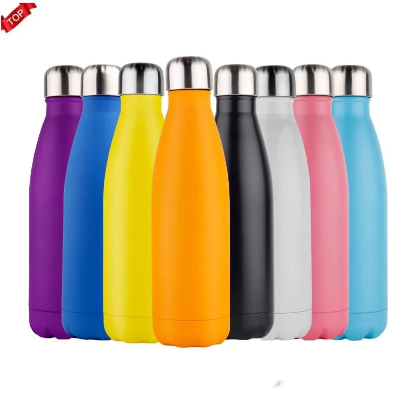 Sports Double Walked Vacuum Insulat Water Botting Cup Cola Kształt Ze Stali Nierdzewnej 500ml Sport Flask Próżniowy Termosy Travel Butelki FY4995 REC