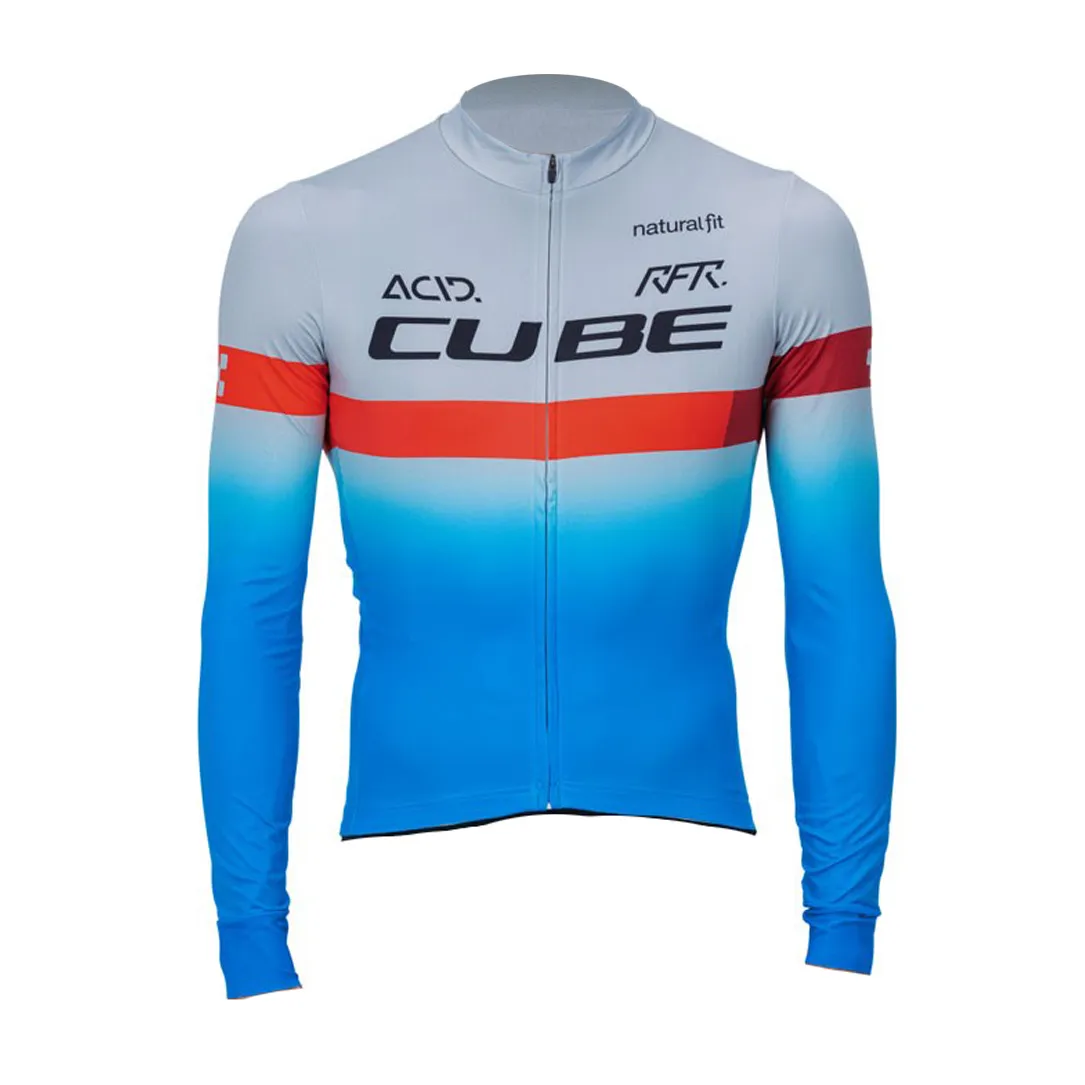 Pro Team Cubo Ciclismo de Manga Longa Jersey Mens MTB Camisa De Bicicleta De Outono Respirável Rápido Dry Racing Tops Estrada Bicicleta Roupas Ao Ar Livre Sportswear Y21042217