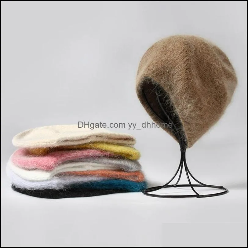 VISROVER10 colors solid color rabbit fur Winter beaniesfor woman long hair Warm cap Casual High Quality soft handfeeling Gift 211228
