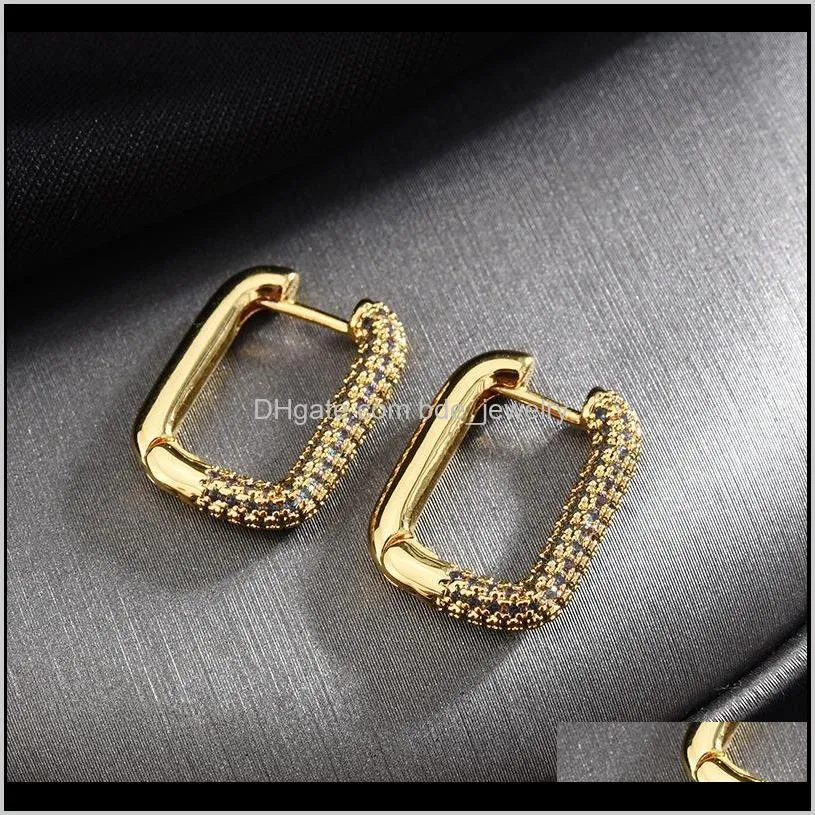 fashion exquisite micro zircon simple small square hoop earrings geometric gold color earring aros mujer dff0561