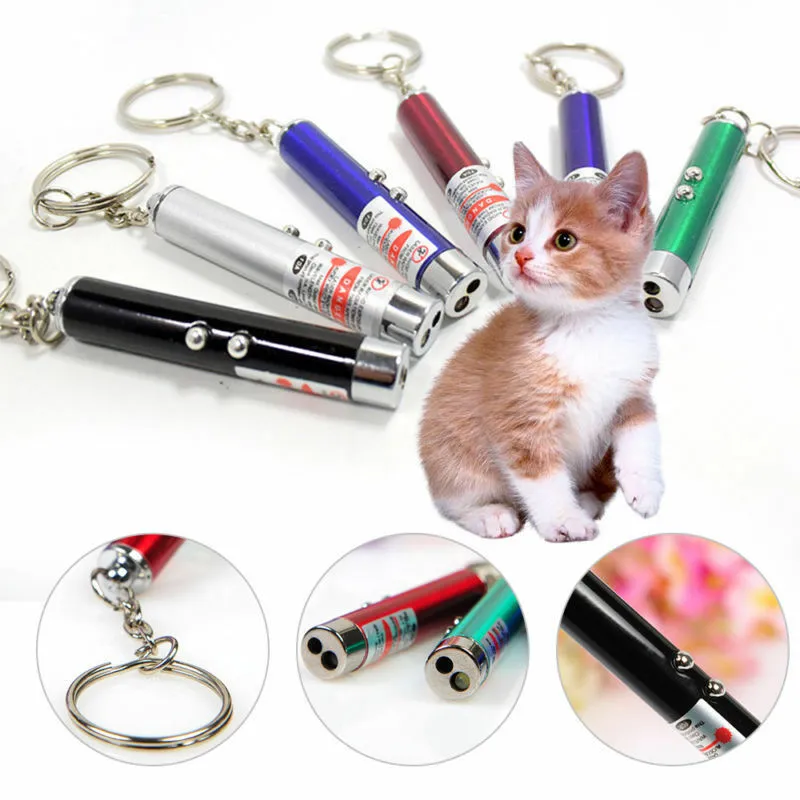 Hot 2 In1 Rode Laser Pointer Pen Sleutelhanger met White Led Light Show Draagbare Infrarood Stick Grappige Plaag Katten Pet Speelgoed