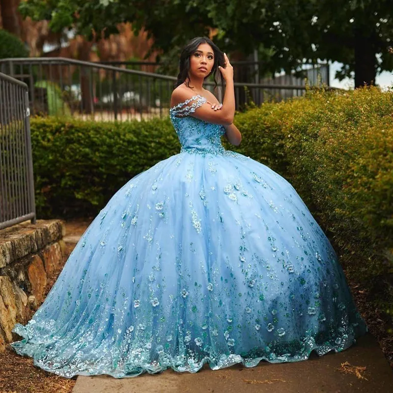 Blue dress for sweet 15 outlet