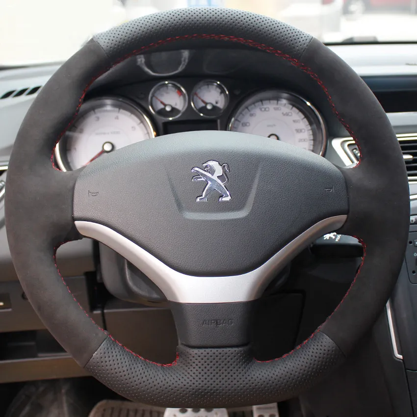 Para Peugeot 307/308/408/508, cubierta especial para volante de coche cosida a mano de cuero personalizado DIY