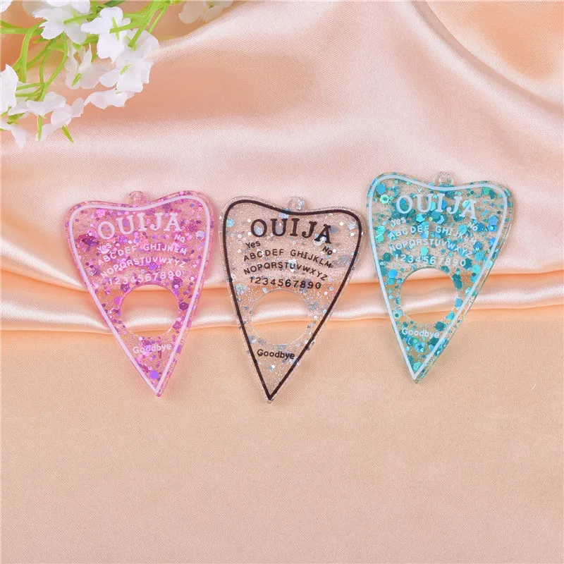 10Pcs Board Flatback Glitter Bing Bing Resin Charms For DIY Fashion Earrings Keychains Jewelry Making 61x40mm