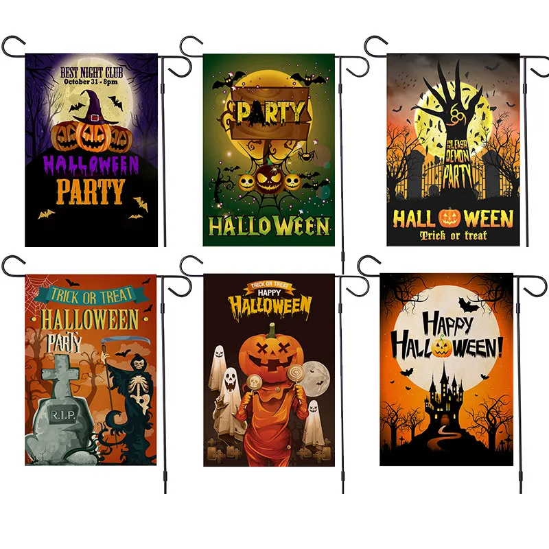 Halloween Pumpkin Banner Flags European American Courtyard Decoration Haunted House Festival Garden Flag