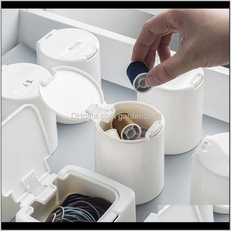 plastic round makeup organizer with lid cotton pads container swab storage boxes white bins &