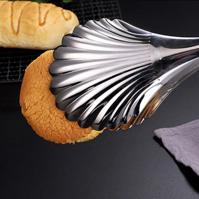 الغذاء تونغ الفولاذ المقاوم للصدأ ملقط المطبخ تنوعا شل شكل خبز ملقط الطبخ كليب المشبك سلطة أدوات شواء المطبخ RRD7712
