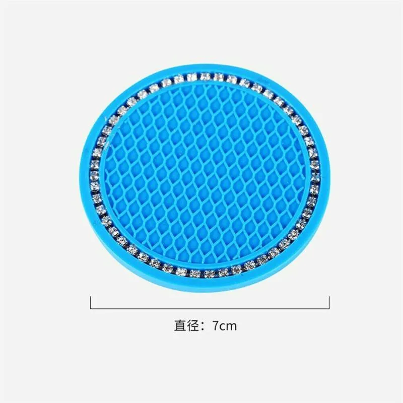 Car Organizer For Women Cup Coasters Insert 2PCS 7cm Diameter Accessories Bling Blue