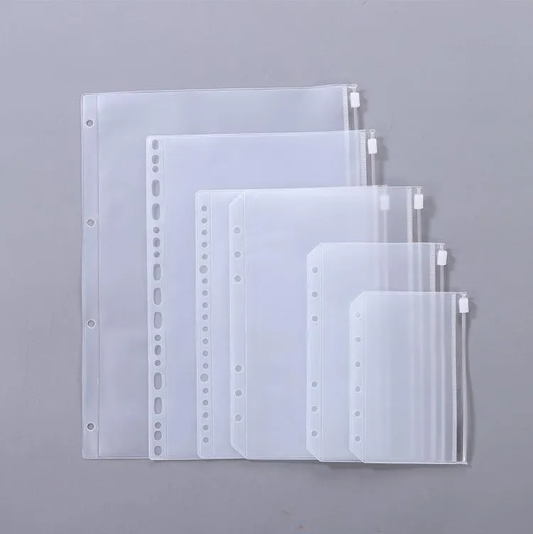 A7 Binder Pockets 12-Pack - Clear PVC Zipperless Envelopes For Cash Budgeting & Documents