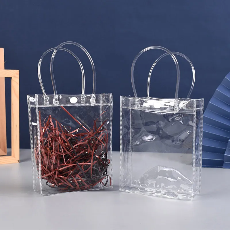 Cabinet Door Organizers 15*20cm Transparent PVC Tote Bag Plastic Snap Shopping Gift Bags