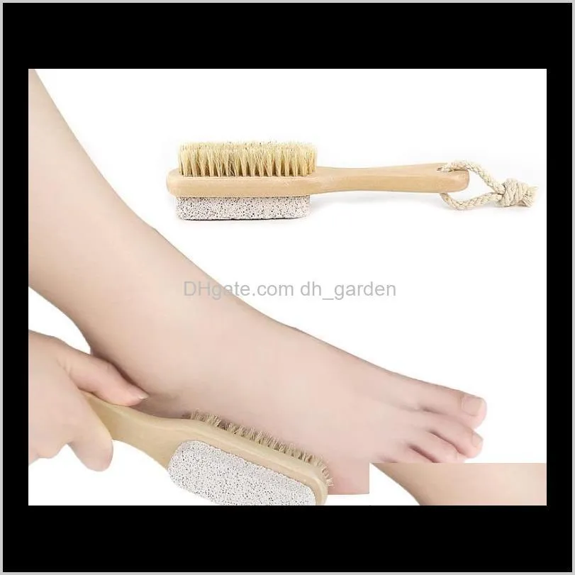 bath mane bristles clean feet brush wooden pumice stone feet pedicure callus removal foot care brush remover dead skin clean sn1329