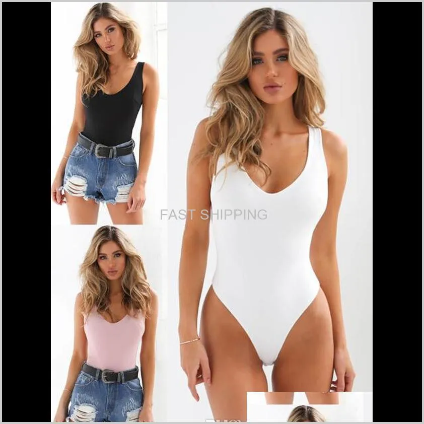 Women'S Jumpsuits Rompers Apparel Women Clothes Sexy Skinny Spaghetti Strap Bandage Backless Underwear Deep Budj9