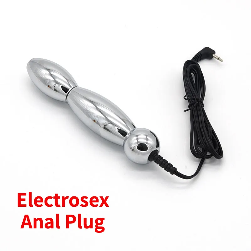 Electro Bi-Polar Anal Plug Electric Shock Metal Butt E-Stim Vaginal Electrosex Electrode Stimulation for Men Women 210618