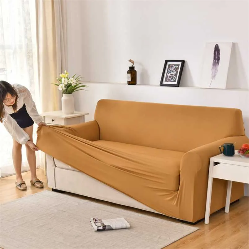 Spandex Stretch Sofa Cover for Living Room Sectional Corner Couch Slipcover Elastic Cover for Sofa Furniture Protector 211102