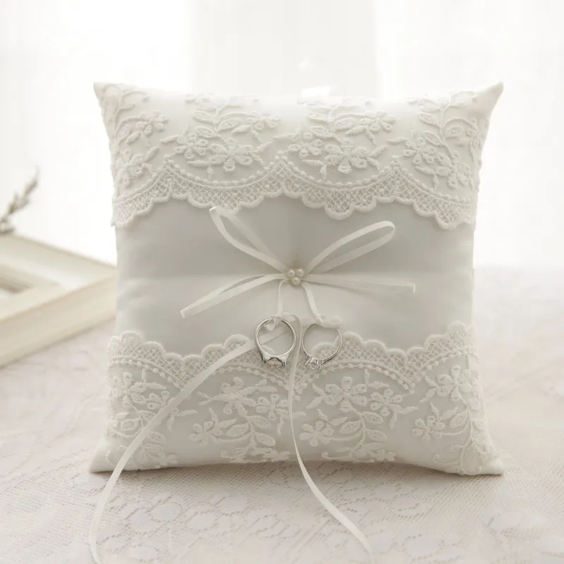 Rustic Lace Ring Bearer Pillow Cases Amazon With Pearls And Cake Design Perfect For Weddings And Ceremonies Bulk Discount Available From Beautyday 6.04 DHgate.Com