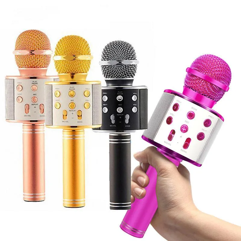 Portable WS 858 Microphones Sans Fil Microphones Sans Fil Bluetooth Karaoke  KTV Player Avec Micro Micro USB Rechargeable Radio Radio FM Pour Enfants  Jouets Pour Enfants Du 6,81 €