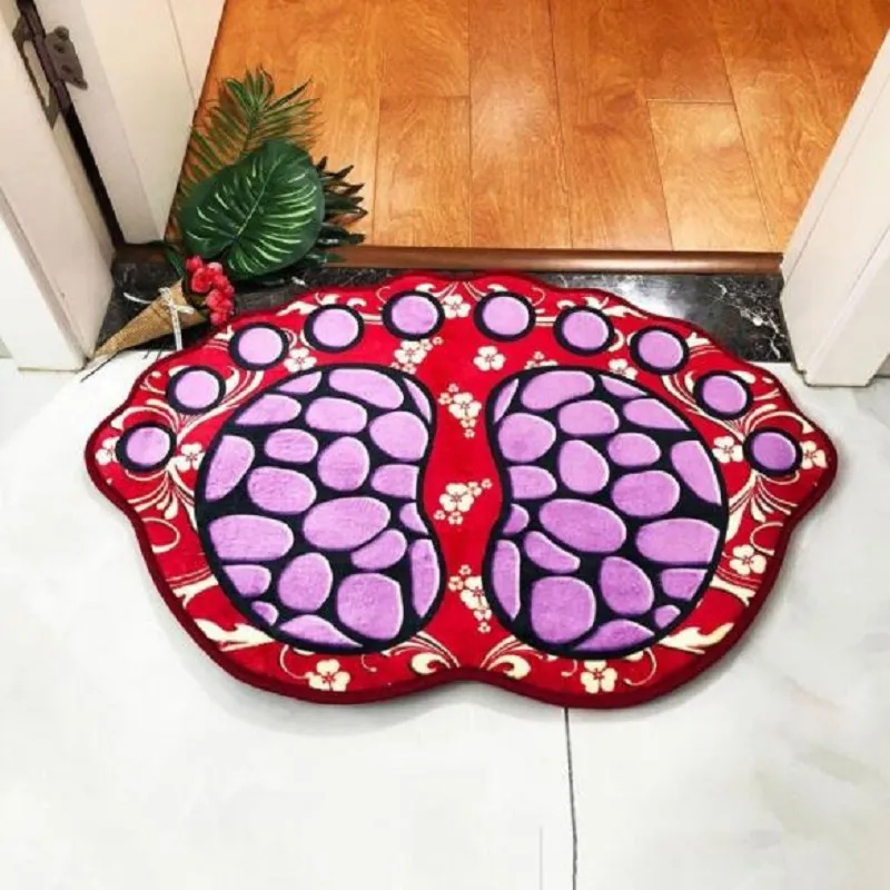 Kaymaz Banyo Halıları Flanel 3D Baskılı Su Emme Yatak Odası Oturma Odası Için Emme Paspaslar Ev Çakılları Kabartmalı Ayak Mat