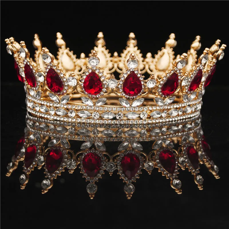 Cristaux de mariée Coiffes Vintage Royal Queen King Diadèmes et couronnes Hommes / Femmes Pageant Prom Diadem Ornements de cheveux Accessoires de bijoux de cheveux de mariage