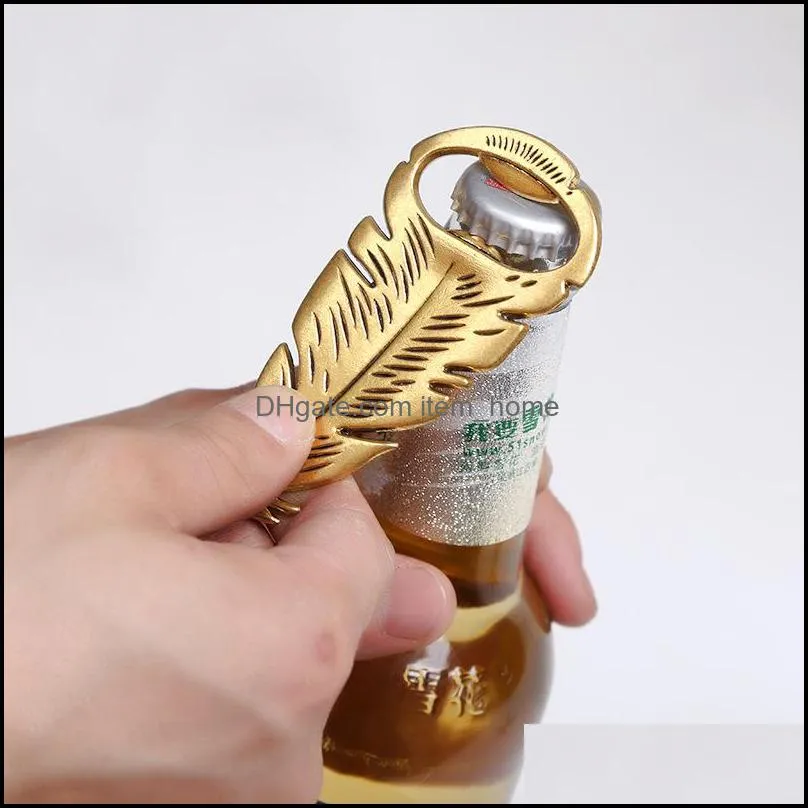 Wedding Favor Gold Feather Bottle Opener