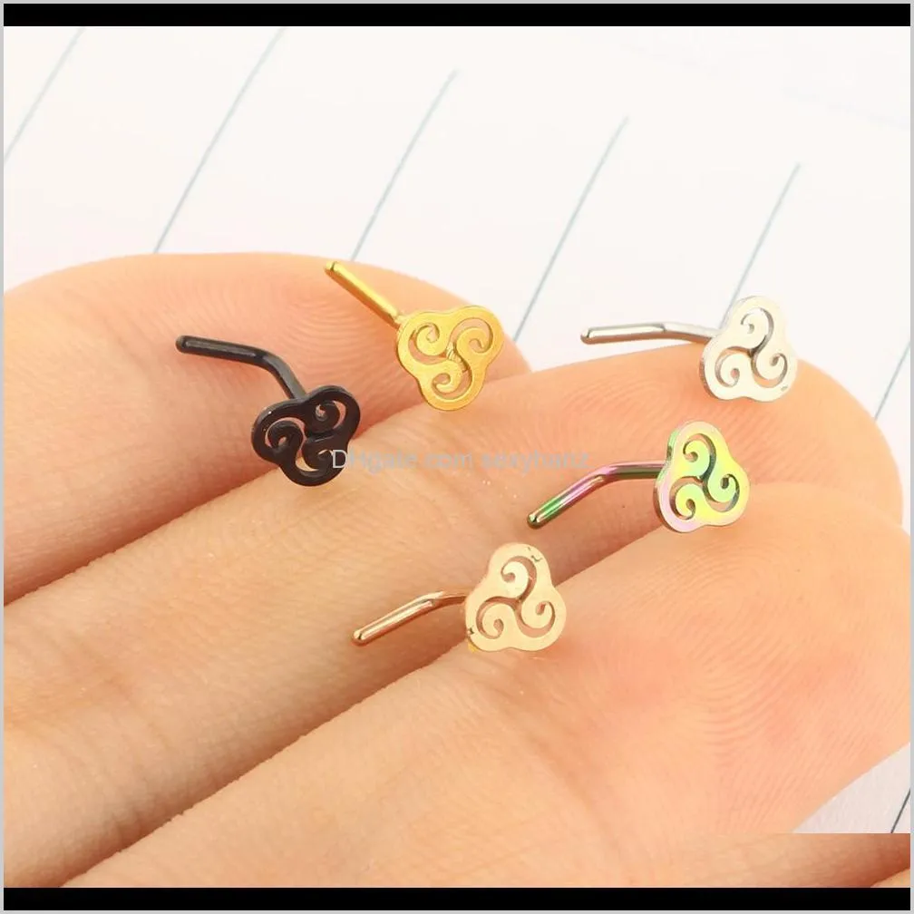 20g surgical steel mix color nose stud rings l shaped piercing jewelry nose rings nose piercing body sprial wholesales