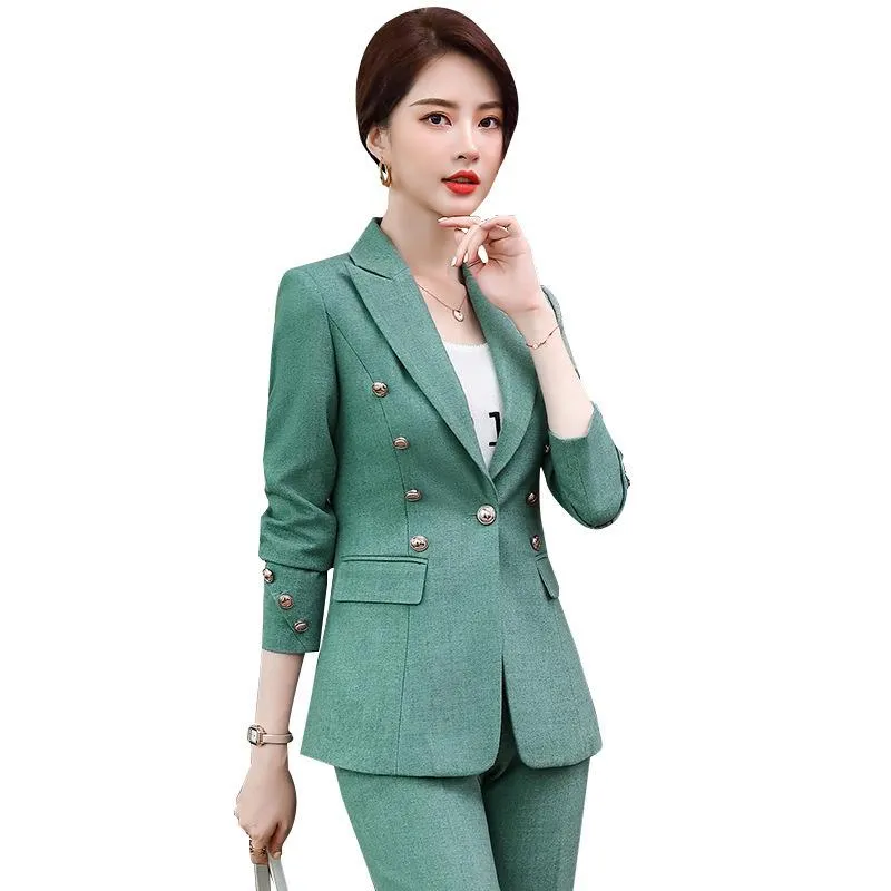 Casual Green Pink Blue Blazer Suit Fashion Coat Jacket och byxkvinnor Asymmetrisk rand plus storlek 5xl 2 -stycken Set Women's Two Pants