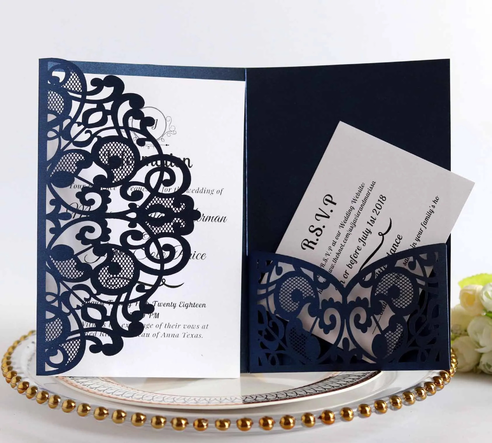Cartes d'invitation de mariage élégantes découpées au Laser carte de voeux personnaliser anniversaire d'affaires avec des cartes RSVP décor fournitures de fête