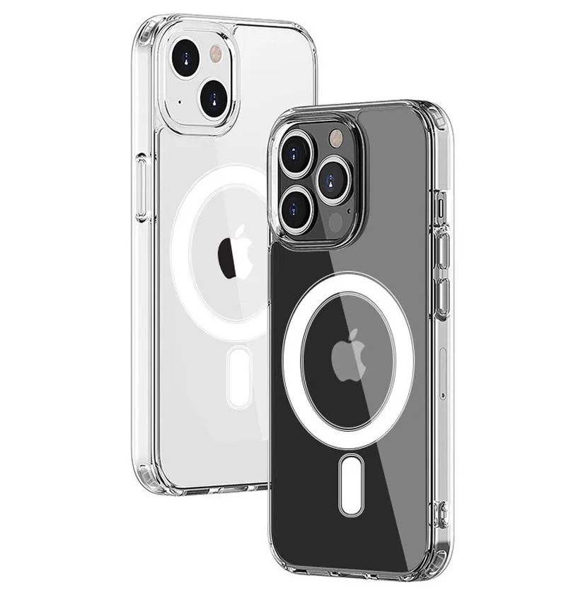 Magsoge transparent tydlig akrylmagnetisk stötsäker telefonfodral för iPhone 14 Pro Max 14Plus 13Pro 12 11 XR 8G med detaljhandelspaket Kompatibelt magsafe -laddare omslag