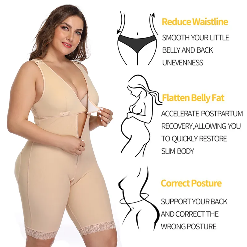 Full Body Shapewear Women Slimming Shaper Sheath Open Crotch Overbust Corset Postpartum Underwear Plus Size Bodysuit Tummy Belt 10 pcs free DHL