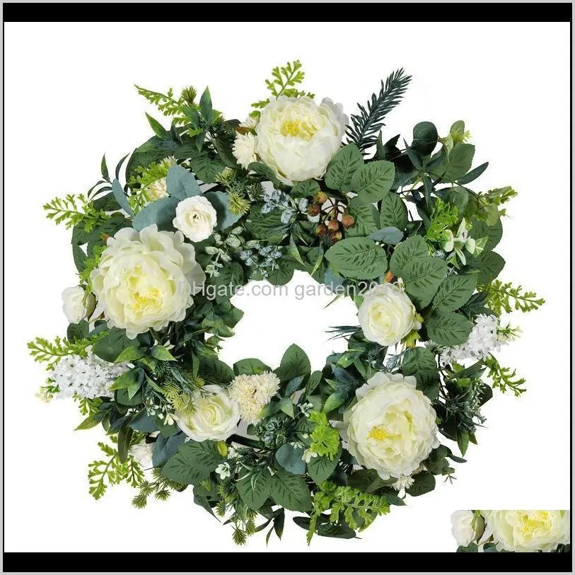 Decorative Silk Peony Rose Flowers Flores Wreaths Door Colorful Artificial Garland For Wedding Home Decoration Diy Party Leaf Huzvh Voei2