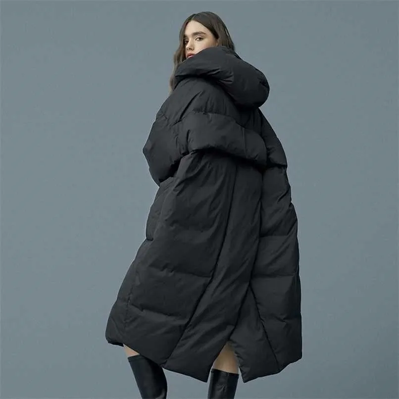 S-7XL Plus Size Zimowa Oversize Ciepła Kaczka W dół Płaszcz Kobiet X-Long Down Władza Kurtka Z Kapturem Styl Grube Ciepłe Parkas 92 211007