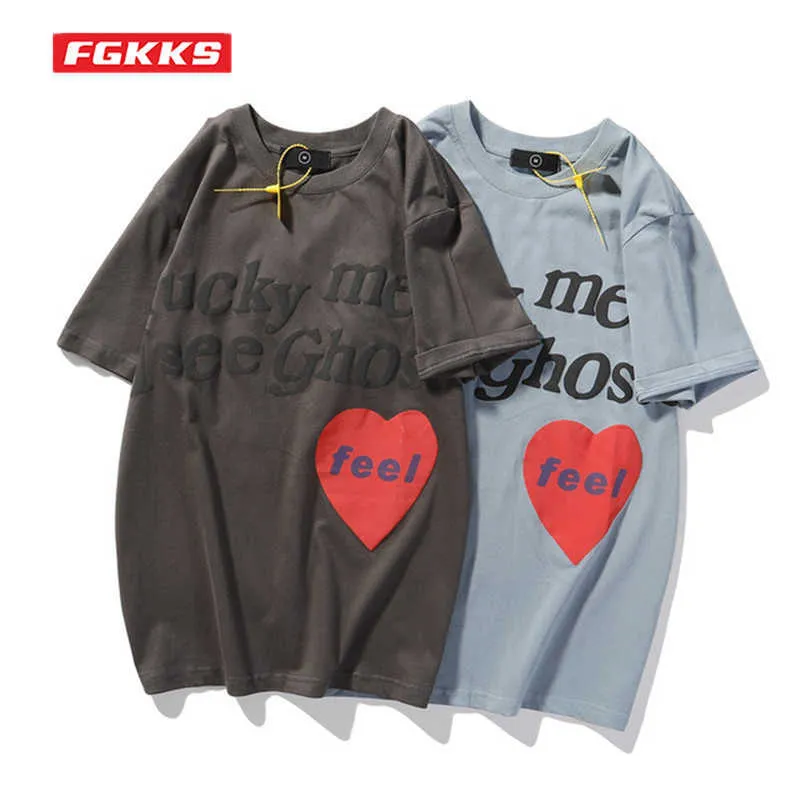 FGKKS Men Streetwear Harajuku Tshirt Lettera stampata T Shirt Hip Hop Casual Summer Manica Corta Coppia T-Shirt Top Tee 210527