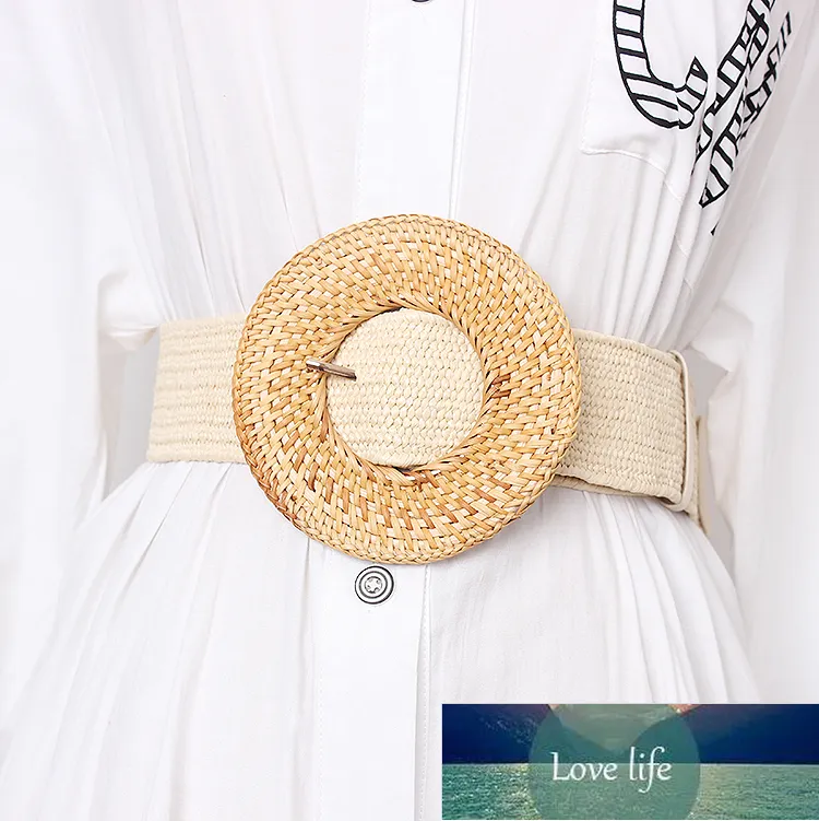 Wooden Buckle Dress Belt For Women Casual Female Braided Wide Strap Female Designer Woven Girls Elastic PP Straw Belts BZ339 Factory price expert design Quality