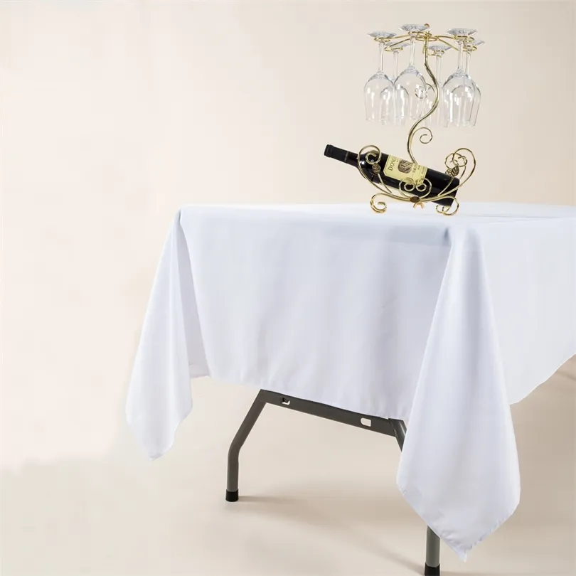 YRYIE Polyester Fabric White Rectangular Tablecloth Navy Blue Plain Table Cover For Weddings Event el Banquet 211103