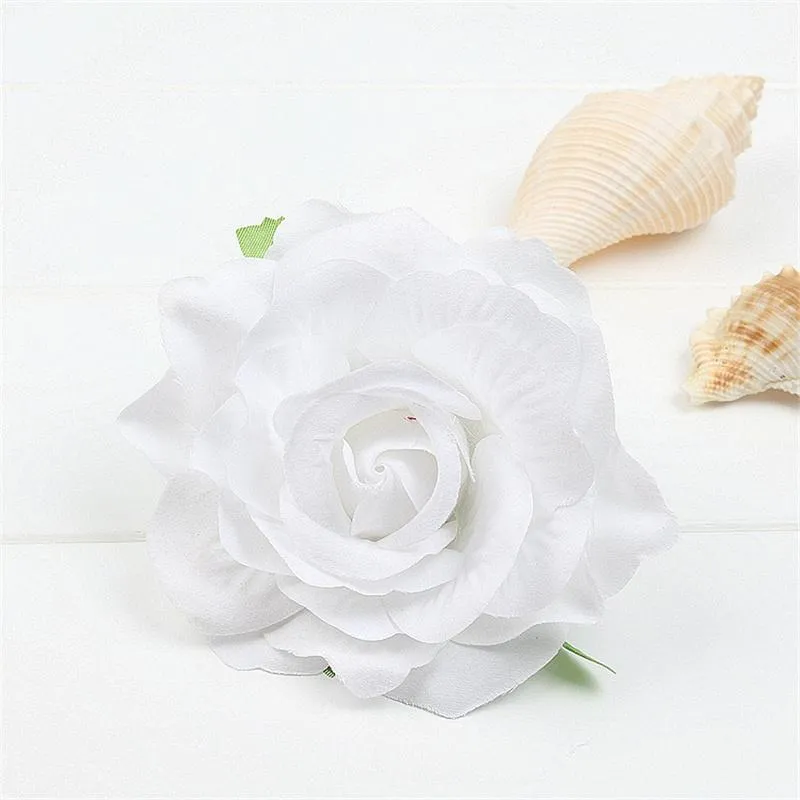 Diameter 11 cm Flower Head Polyester Cloth Rose Flower Heads for Birthday Valentine Wedding Party Wall Background Decoration