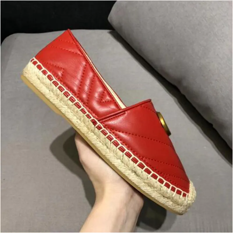 New Luxury Brand Design Goat Leather Woman Espadrilles Classical High Quality Slip On Loafers Comfortable Flat Fisherman Shoes mkjl002