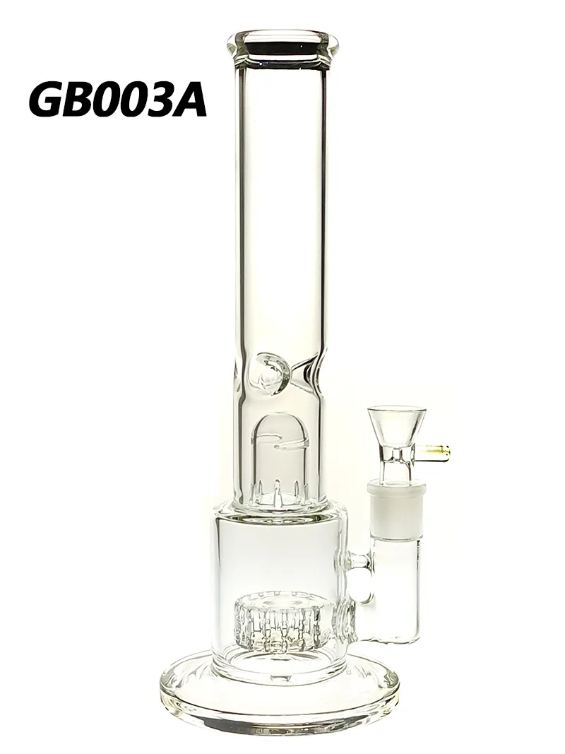 Glass Hookah Bongs Pipes (44+65) mm 12 tum Strig med PERC och 14mm Bowl 600G/PC för 3 -stil GB003A