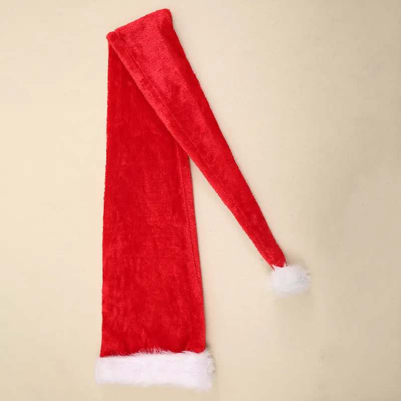 Super Long Adult Red Caps Santa Christmas Party 155cm År Navidad Cap Non-Woven Fabric Hat för inredning