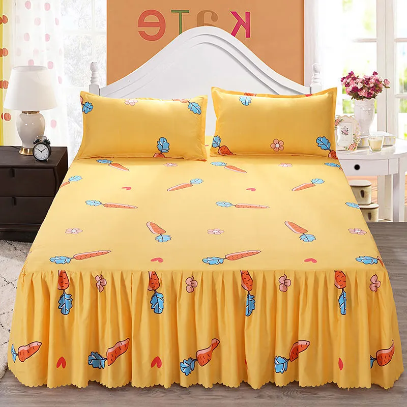 Romantic Bed Skirt Non-slip Fitted Sheet Cover Bedspread Bed Sheet Wedding Decoration Bed Cover ( No Include Pillowcase ) F0012 210420